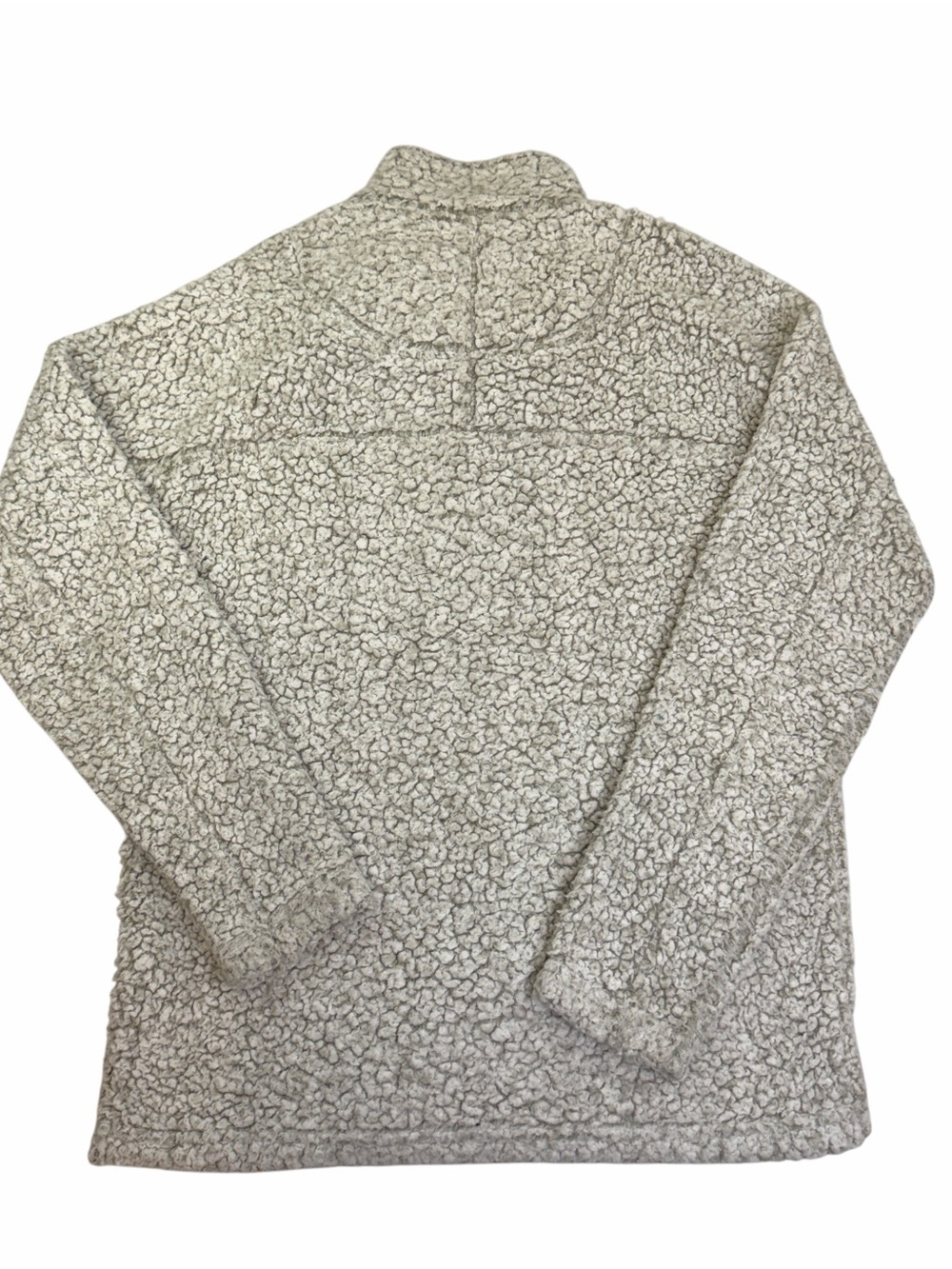 True Grit Men's Cream Sherpa Half‑Zip Pullover with Brown Trim - Picture 3 of 4